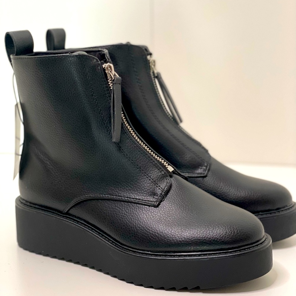 Black Wedge Booties